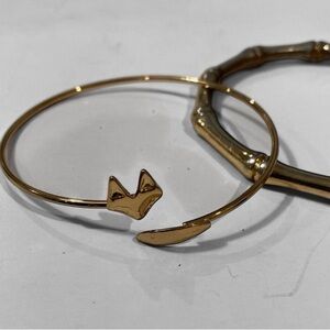 Two set Gold Fox Bangle Bracelet Set